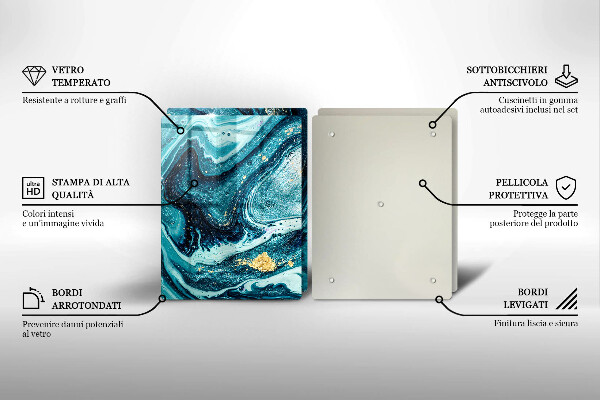 Tábua para cozinha Azul abstrato dourado