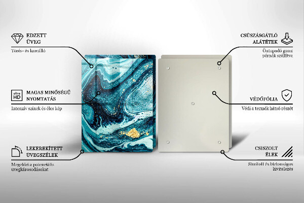 Tábua para cozinha Azul abstrato dourado