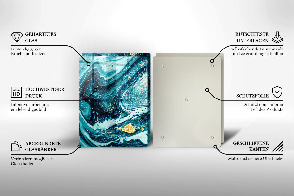 Tábua para cozinha Azul abstrato dourado