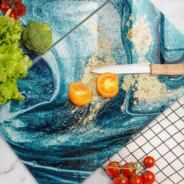 Tábua para cozinha Azul abstrato dourado