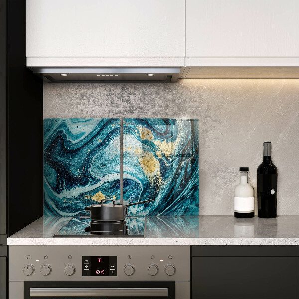 Tábua para cozinha Azul abstrato dourado