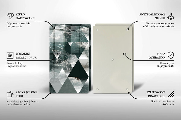 Tábua de cortar de vidro Triângulos e água