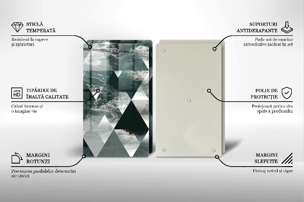 Tábua de cortar de vidro Triângulos e água