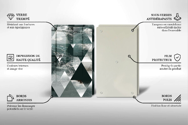 Tábua de cortar de vidro Triângulos e água