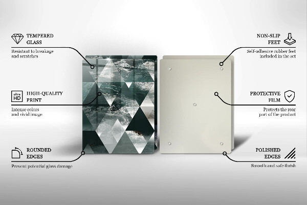 Tábua de cortar de vidro Triângulos e água