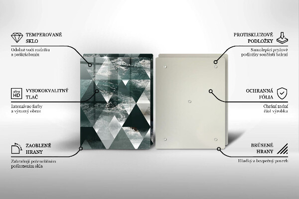 Tábua de cortar de vidro Triângulos e água