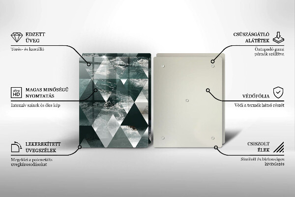 Tábua de cortar de vidro Triângulos e água