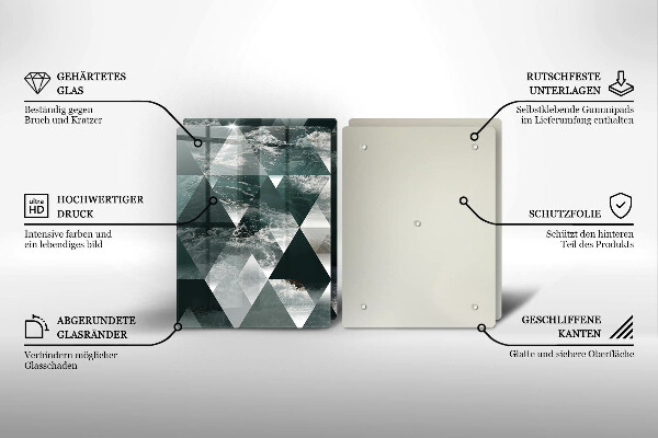 Tábua de cortar de vidro Triângulos e água