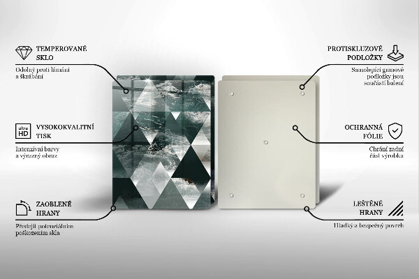 Tábua de cortar de vidro Triângulos e água