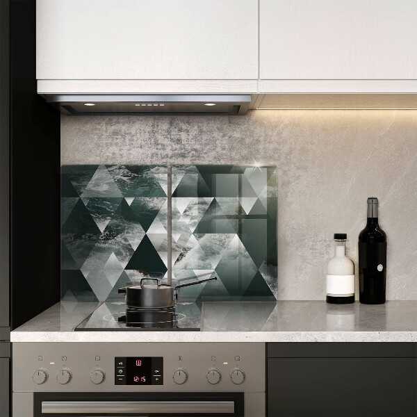 Tábua de cortar de vidro Triângulos e água