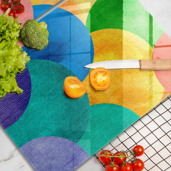 Tábua de corte de vidro Círculos coloridos