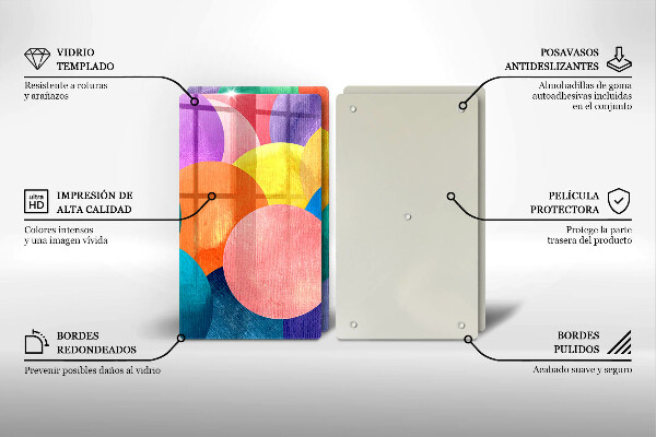 Tábua de corte de vidro Círculos coloridos