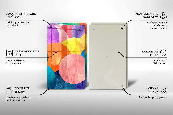 Tábua de corte de vidro Círculos coloridos