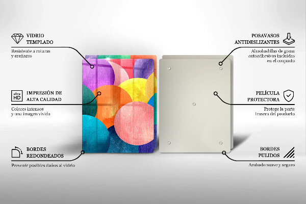 Tábua de corte de vidro Círculos coloridos