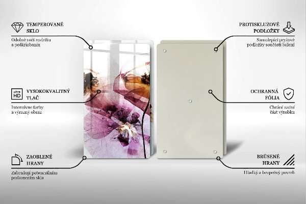 Tábua de vidro Flores delicadas