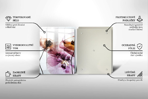 Tábua de vidro Flores delicadas