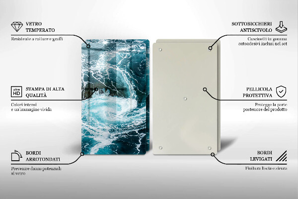 Tábua de cortar de vidro Ondas espumosas de água