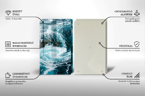 Tábua de cortar de vidro Ondas espumosas de água