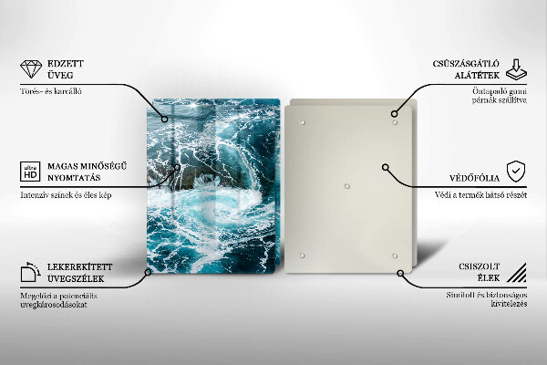 Tábua de cortar de vidro Ondas espumosas de água