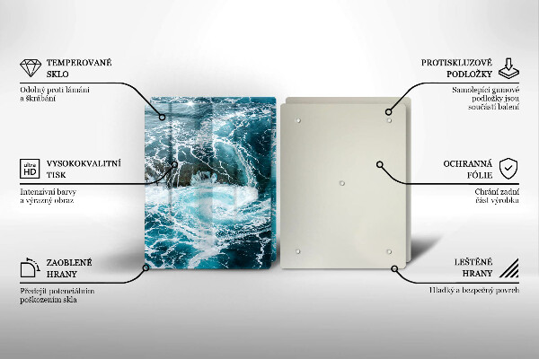 Tábua de cortar de vidro Ondas espumosas de água