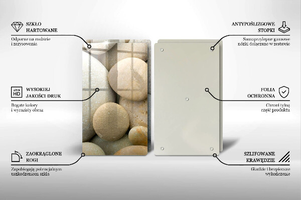 Tábua de cortar de vidro Padrão de pedras ovais