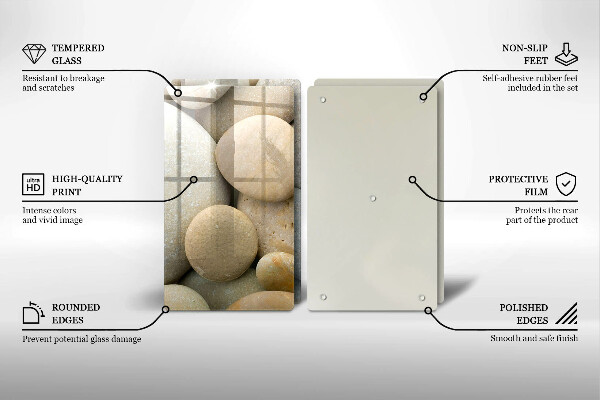 Tábua de cortar de vidro Padrão de pedras ovais