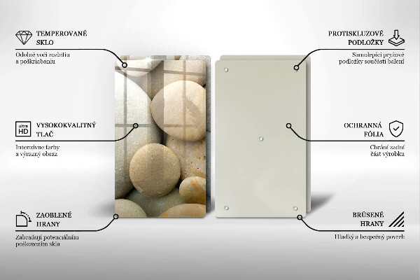 Tábua de cortar de vidro Padrão de pedras ovais