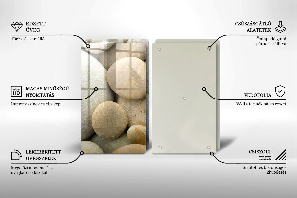 Tábua de cortar de vidro Padrão de pedras ovais