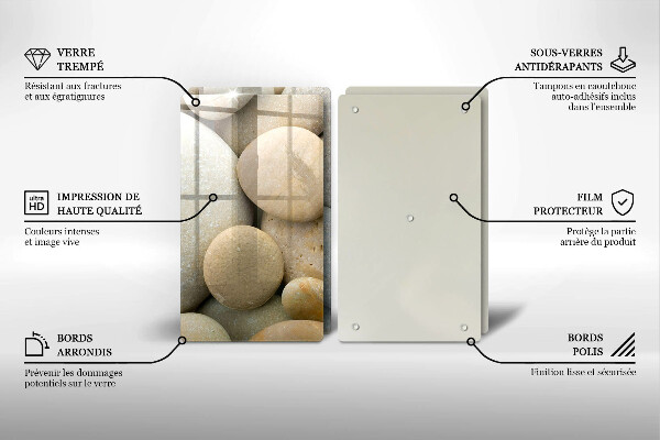 Tábua de cortar de vidro Padrão de pedras ovais