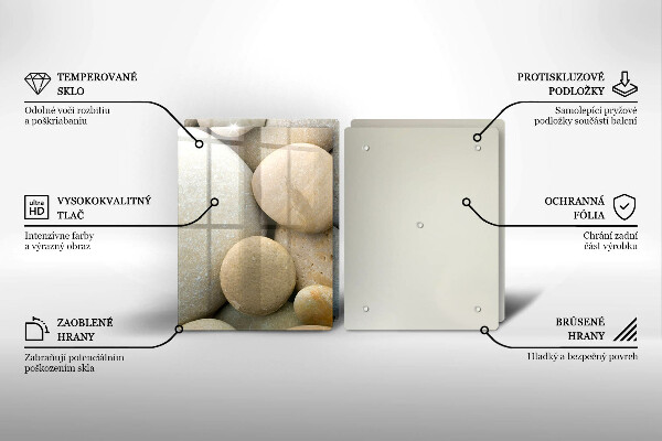 Tábua de cortar de vidro Padrão de pedras ovais