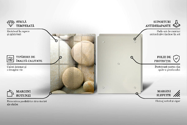 Tábua de cortar de vidro Padrão de pedras ovais