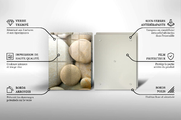 Tábua de cortar de vidro Padrão de pedras ovais