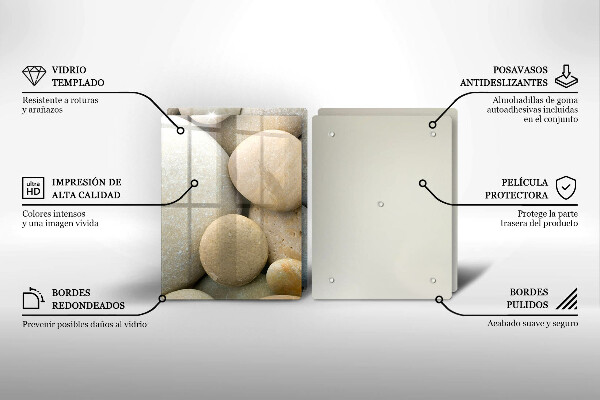 Tábua de cortar de vidro Padrão de pedras ovais