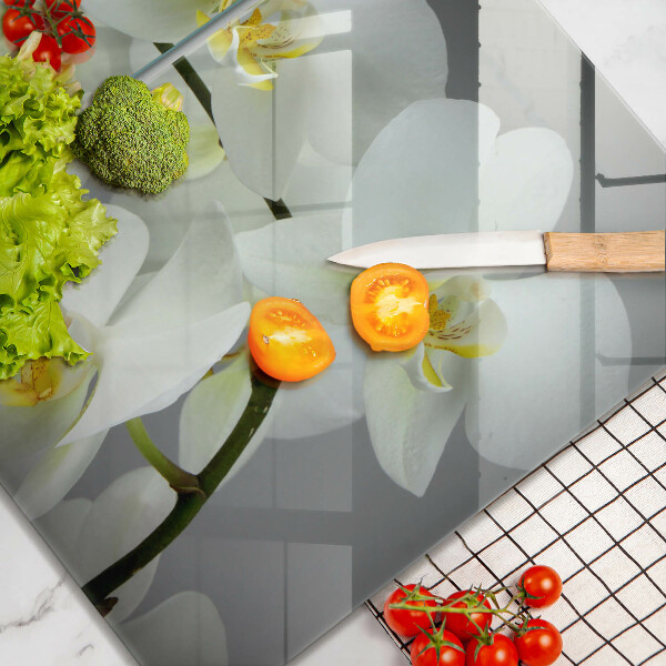 Tábua para corte Flores de orquídea branca