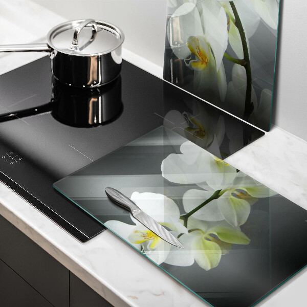 Tábua para corte Flores de orquídea branca