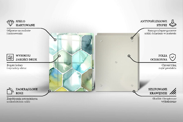 Tábua de vidro Hexágonos em aquarela