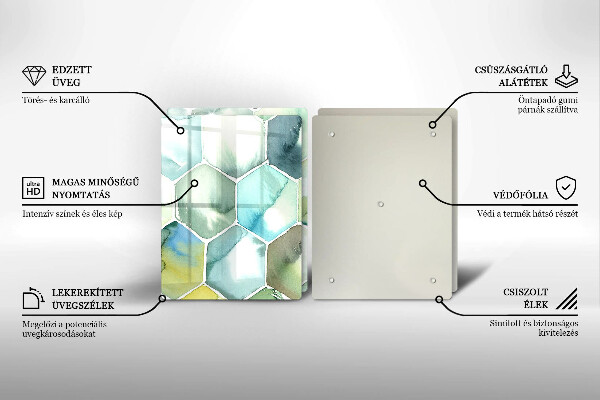 Tábua de vidro Hexágonos em aquarela