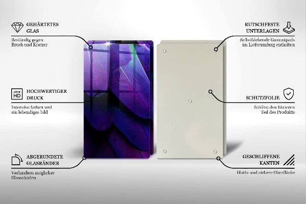 Tábua de cortar de vidro Penas de neon