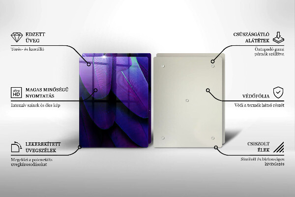 Tábua de cortar de vidro Penas de neon