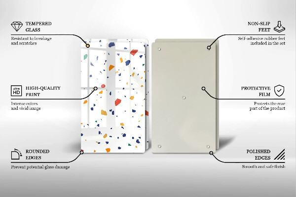 Tábua de corte de vidro Grés colorido