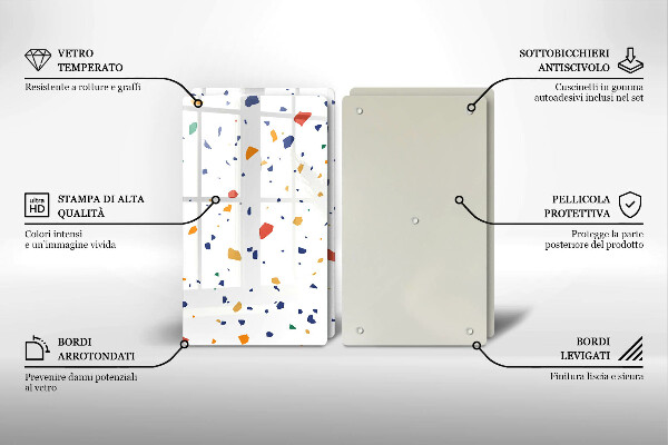 Tábua de corte de vidro Grés colorido