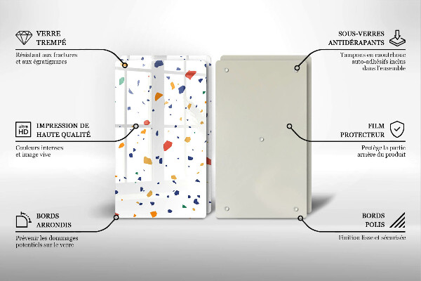 Tábua de corte de vidro Grés colorido