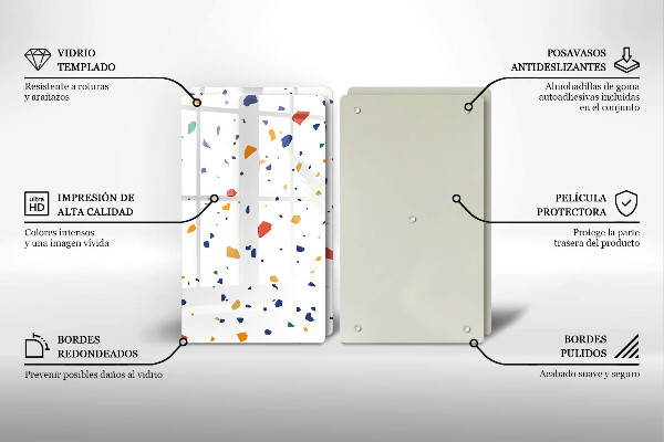 Tábua de corte de vidro Grés colorido