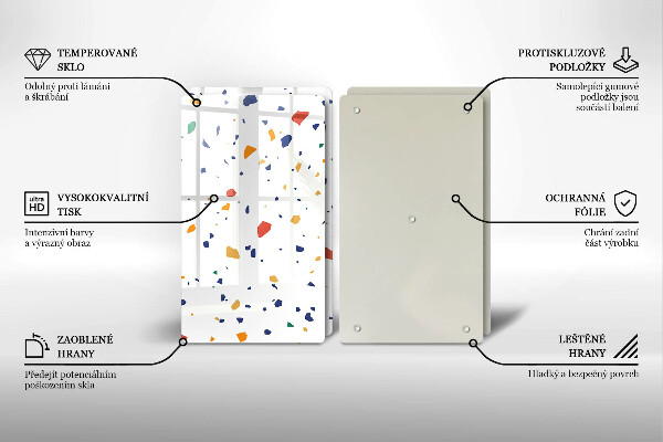 Tábua de corte de vidro Grés colorido