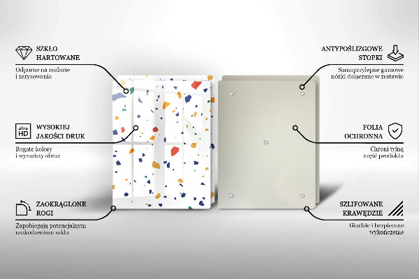 Tábua de corte de vidro Grés colorido