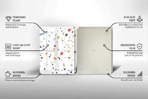 Tábua de corte de vidro Grés colorido