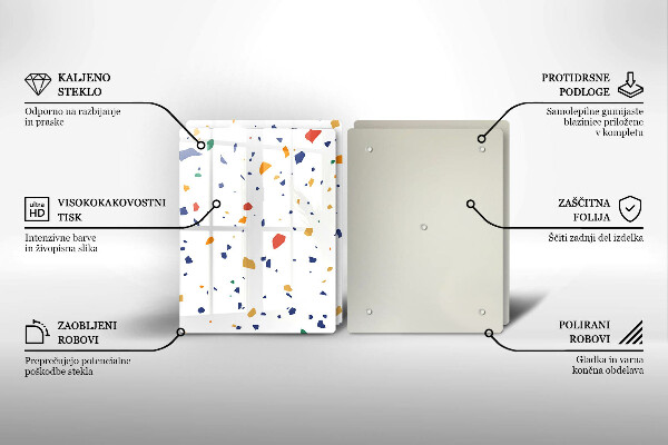 Tábua de corte de vidro Grés colorido