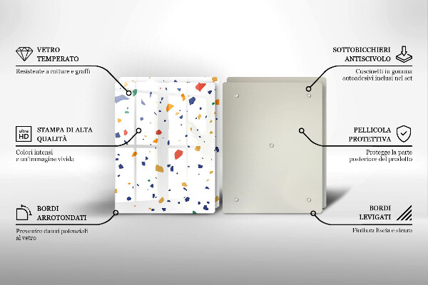 Tábua de corte de vidro Grés colorido