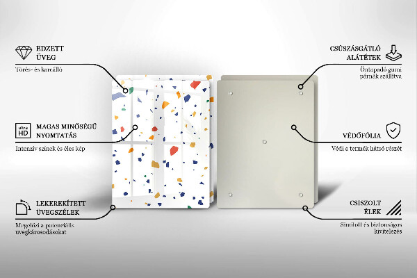 Tábua de corte de vidro Grés colorido