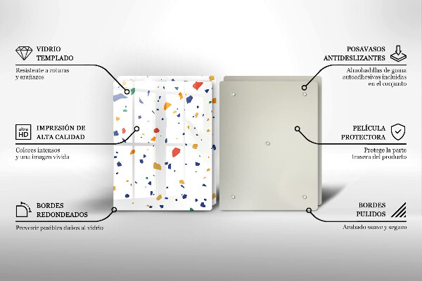 Tábua de corte de vidro Grés colorido